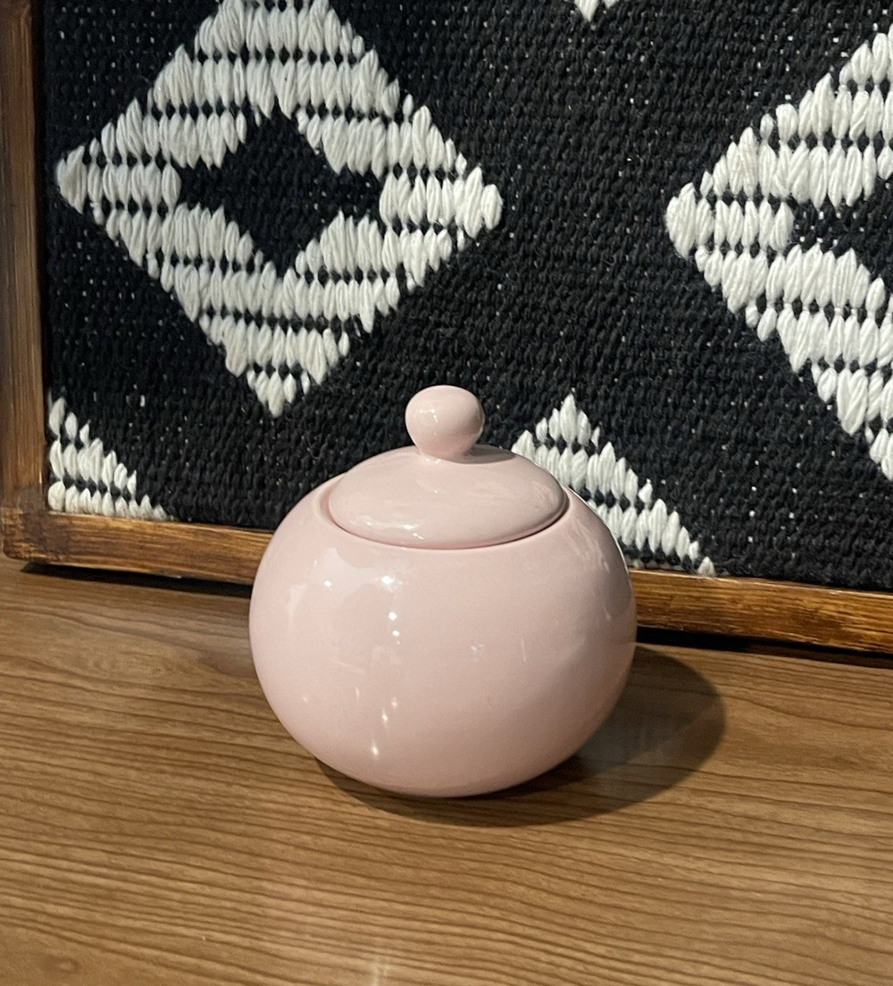 10 Strawberry Street Pink Ceramic Jar with Lid Mauve Pastel Dopamine Decor